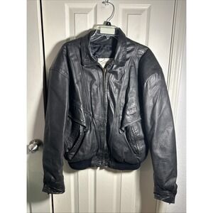 Vintage John Ashford Leather Jacket Men's Size Medium Black Casual